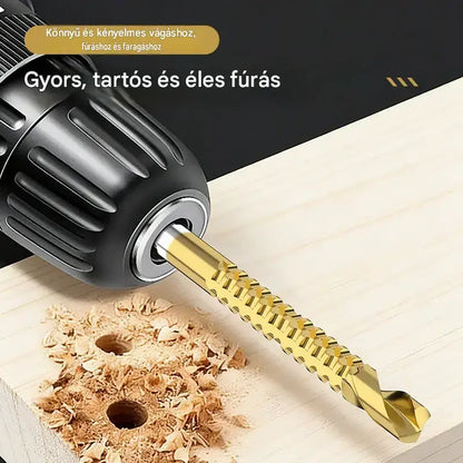 🛠️🔧(6 darabos) 2 az 1-ben titánbevonatú, nagy sebességű acél csigafúró – hatszögletű szárral, fa és fém fúrásához és hornyolásához🔩