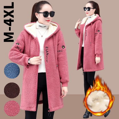 🥰【M-4XL】Nova modna zimska srednje duga ženska jakna od debele i tople koraljne tkanine
