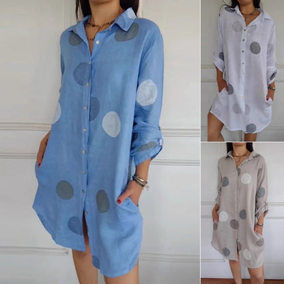 👚 Nowość -50%【S-4XL】Letnia lniano-bawelniana sukienka z nadrukiem, przewiewna i wygodna, dopasowany i uniwersalny krój