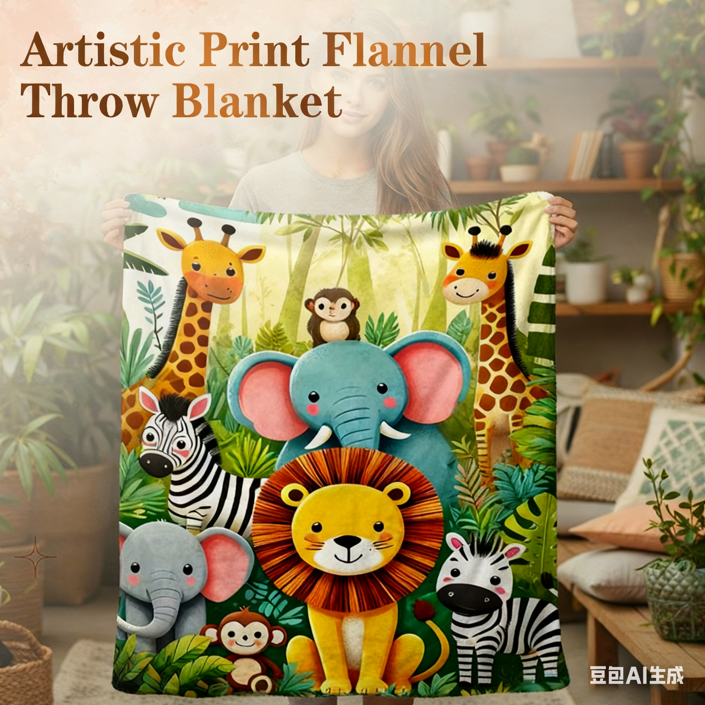 🔥 Manta de franela de alta calidad con estampado animal, gruesa y cómoda, ideal para sofá, descanso y siesta.