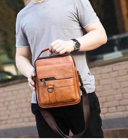 👜Bolso bandolera de cuero auténtico para hombre, de estilo moderno y alta calidad