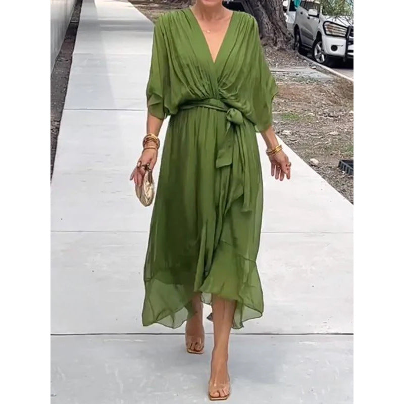 💟【S-5XL】👗Višebojna haljina od šifona s šišmiš rukavima