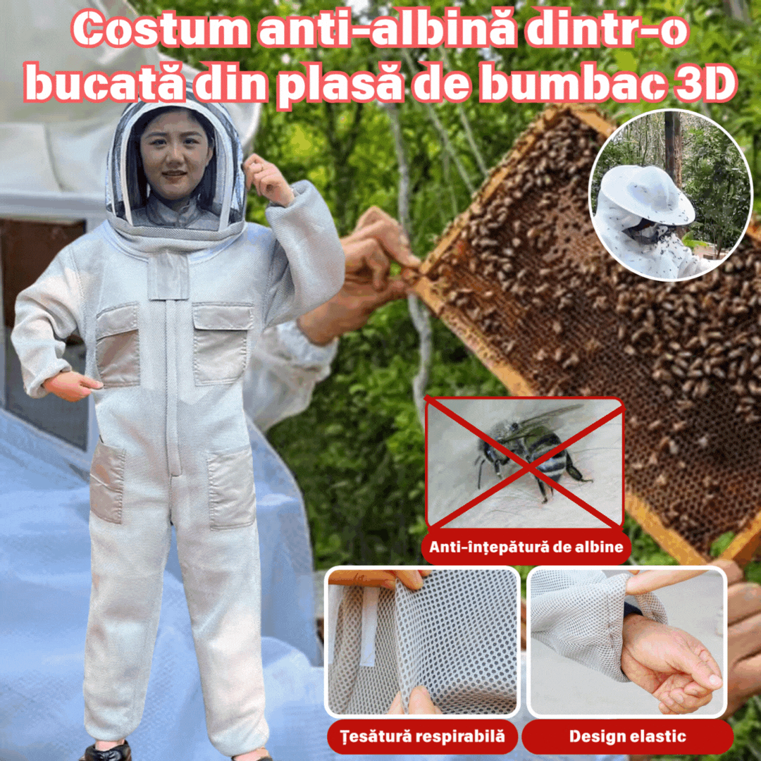 Profesionální včelařská kombinéza s maskou, prodyšná a pohodlná