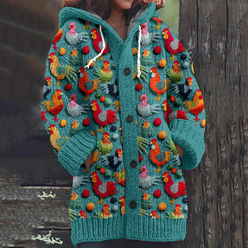🔥 Oferta especial de invierno【S~5XL】✨ Nueva chaqueta con capucha y estampado retro en colores, fácil de combinar