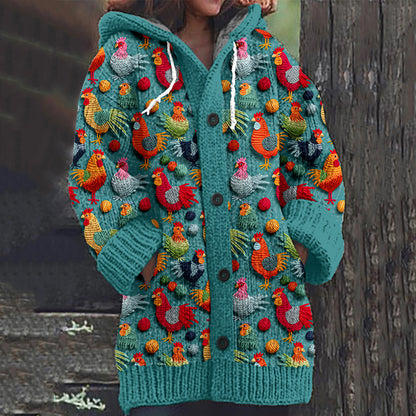 🔥 Oferta especial de invierno【S~5XL】✨ Nueva chaqueta con capucha y estampado retro en colores, fácil de combinar