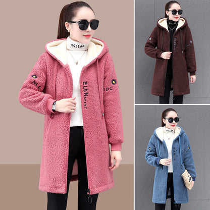 🥰【M-4XL】Nova modna zimska srednje duga ženska jakna od debele i tople koraljne tkanine