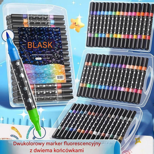🔥✨️Zestaw zakreślaczy z podwójną końcówką i lampą błyskową