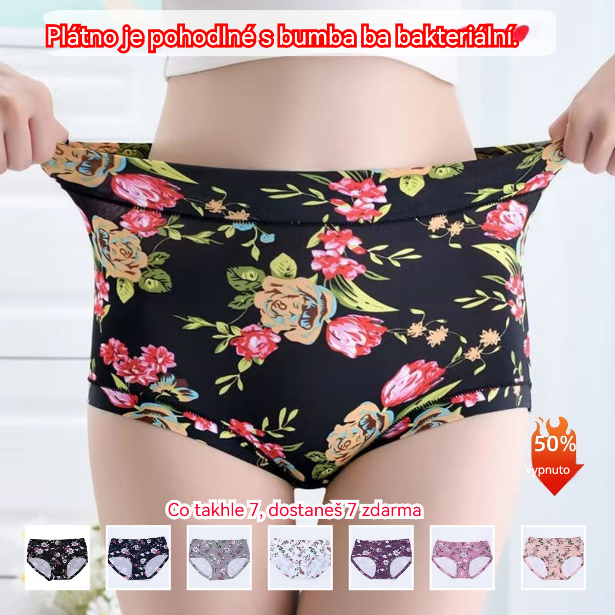 💕7 darabos szett💕【50–140 kg】Természetes pamut, kényelmes és antibakteriális alsónemű, új mintás stílus, azonnal párosítható