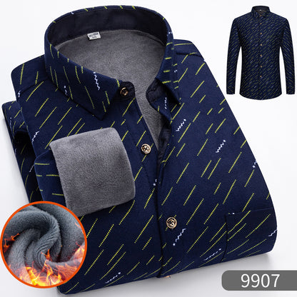 👔 【L-5XL】Męska zimowa biznesowa koszula z długim rękawem, ciepła i elegancka
