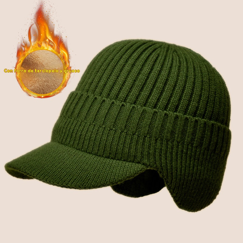 🔥 Gorro de punto cálido de invierno para hombre con orejeras,Versión normal / Versión con forro cálido