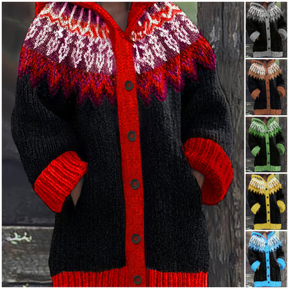 ⏳ Último día – 50% de descuento【S~5XL】 ✨ Chaqueta elegante con capucha y estampado retro colorido