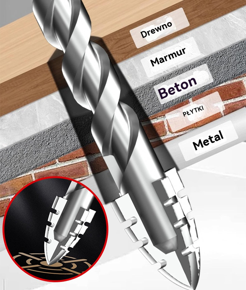 🥇【3+4+5+6+8+10+12】Wiertło mimośrodowe 7. generacji z supertwardej stali wolframowej z ząbkowaną krawędzią