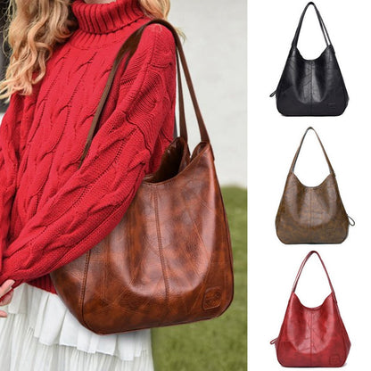 👜Νέα γυναικεία ρετρό τσάντα ώμου, μεγάλη χωρητικότητα με πολυεπίπεδη σχεδίαση, μοντέρνα και ευκολοσυνδύαστη