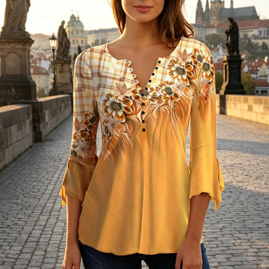 😍 Poslední den – sleva 50 %! ⏳ [S-5XL] Stylové dámské tričko s V výstřihem a potiskem