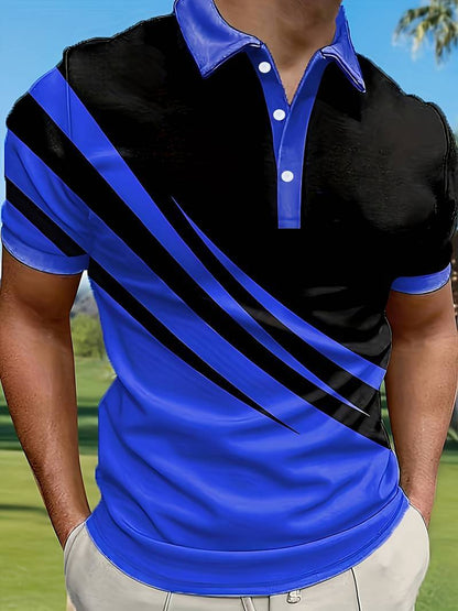 🔥Poslední den – sleva 50 %【S–6XL】Vysoce kvalitní letní pruhované pánské polo tričko s krátkým rukávem,  stylové a snadno kombinovatelné