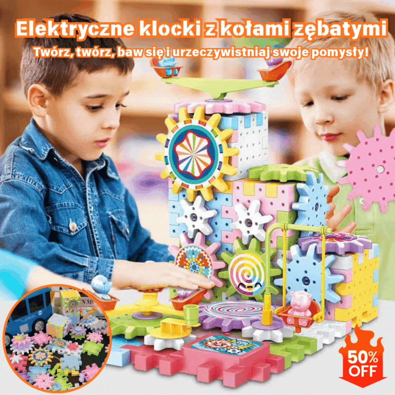 🔥Elektryczne klocki konstrukcyjne ★Obrotowa zabawka ✨Duża układanka z cząsteczek 🌈Ciągle zmieniający się raj dla dzieci