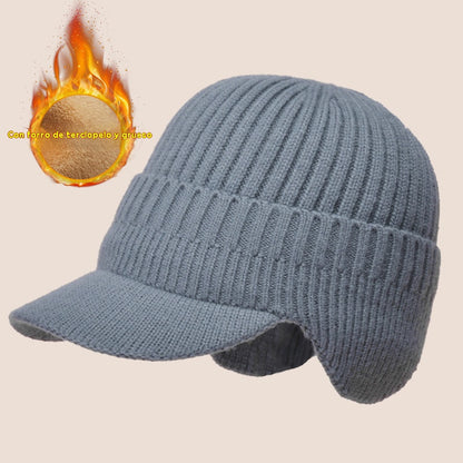 🔥 Gorro de punto cálido de invierno para hombre con orejeras,Versión normal / Versión con forro cálido