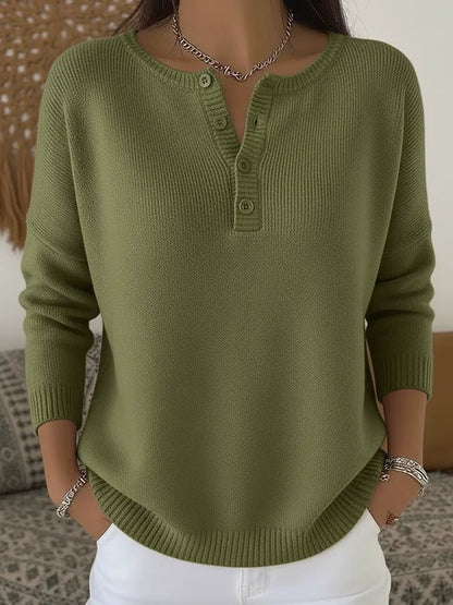 💟 Ostatni dzień: 50% zniżki ✨【S-2XL】Damski jednokolorowy sweter z dekoltem V, luźny i casualowy