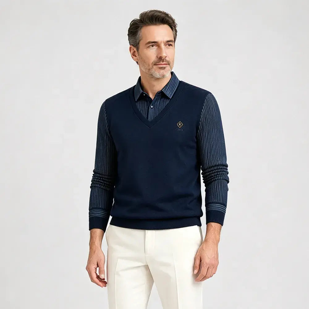 👔🔥🔥【Év végi promóció】🔥【M-4XL】Férfi prémium kasmír kétrészes, minden az egyben meleg felső