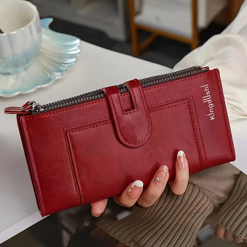 💰Dámská vintage peněženka z pravé kůže, dvojitý zip, více přihrádek na karty