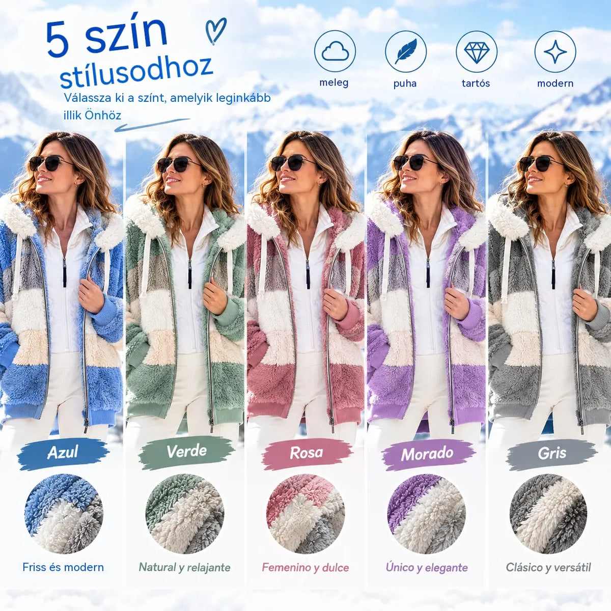 🔥 Utolsó nap – 50% kedvezmény ❄️【S–5XL】Új 2026-os női meleg kabát, bélelt plüss dizájnnal és kontrasztos csíkokkal ✅ Utánvétes fizetés