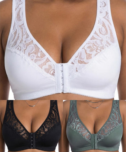 ⏳ Poslední den – 50% sleva【3dílná sada】【L–4XL】😍 plus size push-up prodyšná podprsenka bez kostic, bezšvový design s předním zapínáním