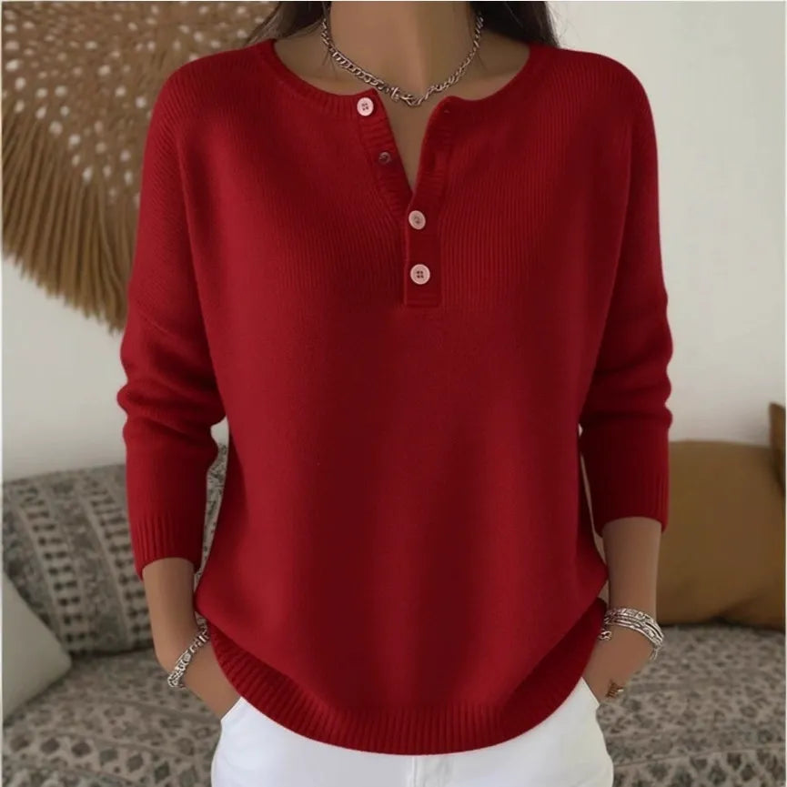 💟 Ostatni dzień: 50% zniżki ✨【S-2XL】Damski jednokolorowy sweter z dekoltem V, luźny i casualowy