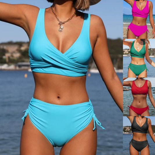 🏖【S–3XL】Dámské jednoduché prodyšné plavky, rychleschnoucí materiál, dvoudílný (oddělený) design
