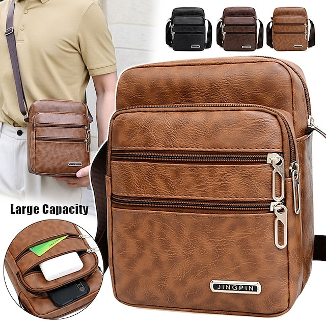 Nuevo bolso bandolera para hombre de alta calidad y gran capacidad, hecho de cuero PU