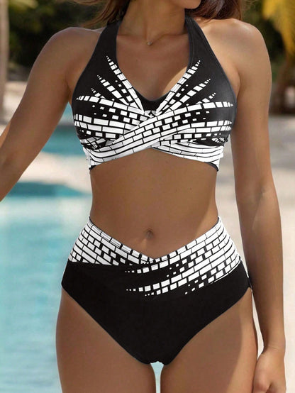 🏖 Nová akční nabídka【L–5XL】Dámské volnočasové zeštíhlující plavky, rychleschnoucí materiál, dvoudílný design