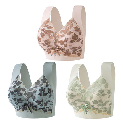 🎁💖【3 komad】【M-4XL】Čipkasti grudnjak velike veličine bez čeličnog prstena, luksuzna prekrasna leđa, seksi, prozračan i bešavni grudnjak 【40~100kg】