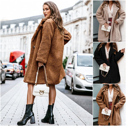 🐏Wysokiej jakości 🏆【S-3XL】Nowy płaszcz damski z kołnierzem z wełny jagnięcej na jesień/zimę