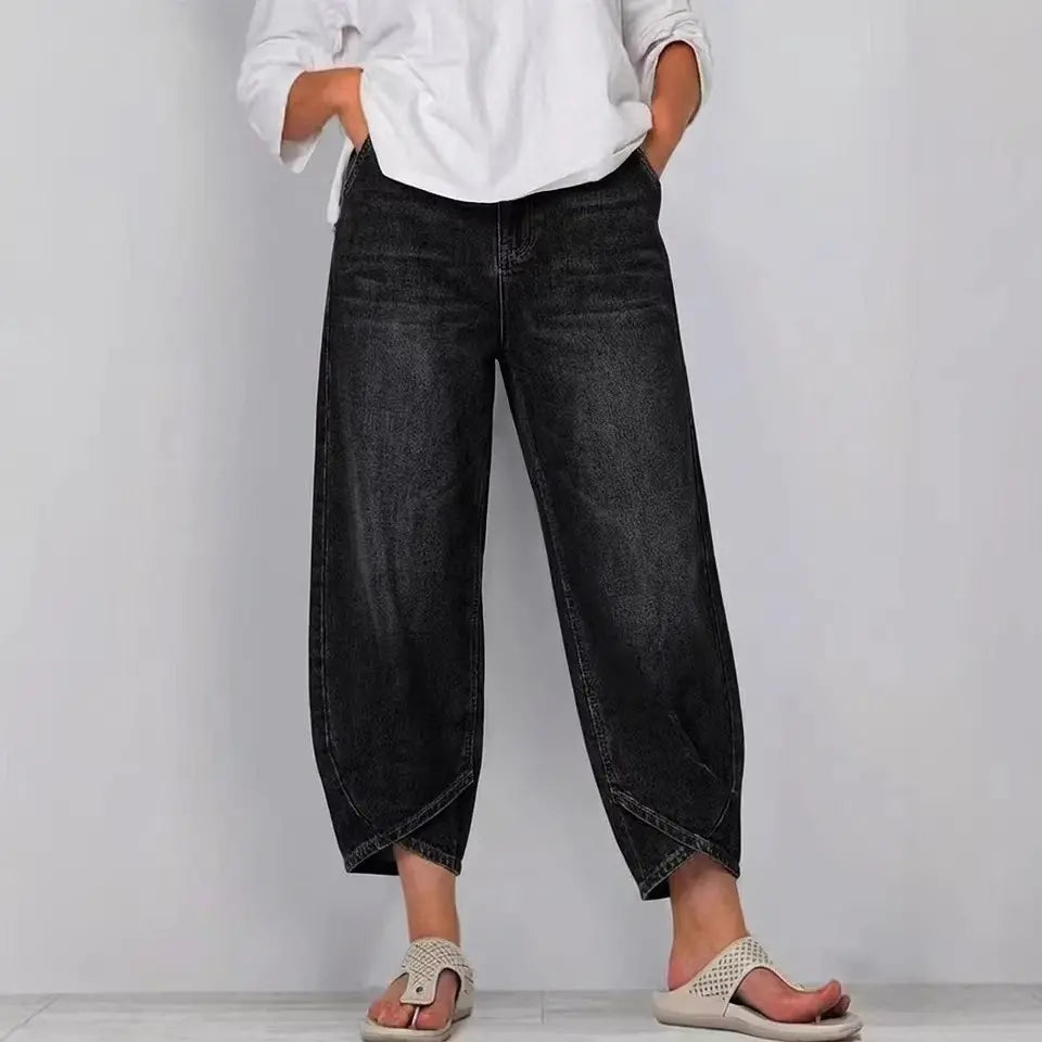 👖【Továbbfejlesztett denim, puha és lélegző】 divatos, laza szabadidős farmer