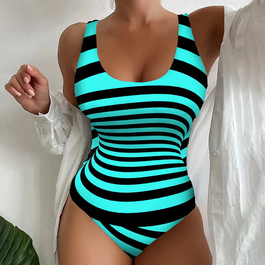 🌴🏖️【Újdonság akció】🔥【S~4XL】Egyedi csíkos egyrészes fürdőruha