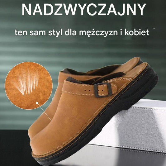 ✨[36-48] 😎Skórzane kapcie z miękką podeszwą i okrągłym noskiem