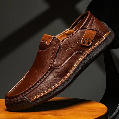👞Poslední den sleva 50 %【38–48】Pánské volné kožené volnočasové boty, měkká podrážka pro pohodlí, ortopedický design, snadné nazouvání a vyzouvání
