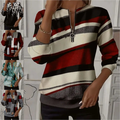 🔥【S–3XL】Női hosszú ujjú raglán ujjú pulóver – divatos mintával, kényelmes viselet