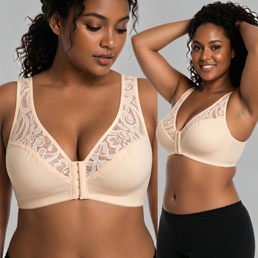 ⏳ Poslední den – 50% sleva【3dílná sada】【L–4XL】😍 plus size push-up prodyšná podprsenka bez kostic, bezšvový design s předním zapínáním