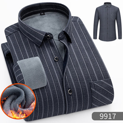 👔 【L-5XL】Męska zimowa biznesowa koszula z długim rękawem, ciepła i elegancka