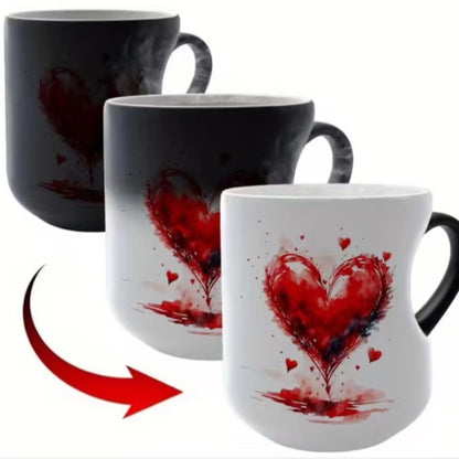 ⏰Valentinova keramična skodelica v obliki srca, ki spreminja barvo💝✨