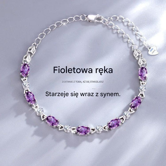😀💜 Bransoletka z fioletowego ametystu na srebrze 925