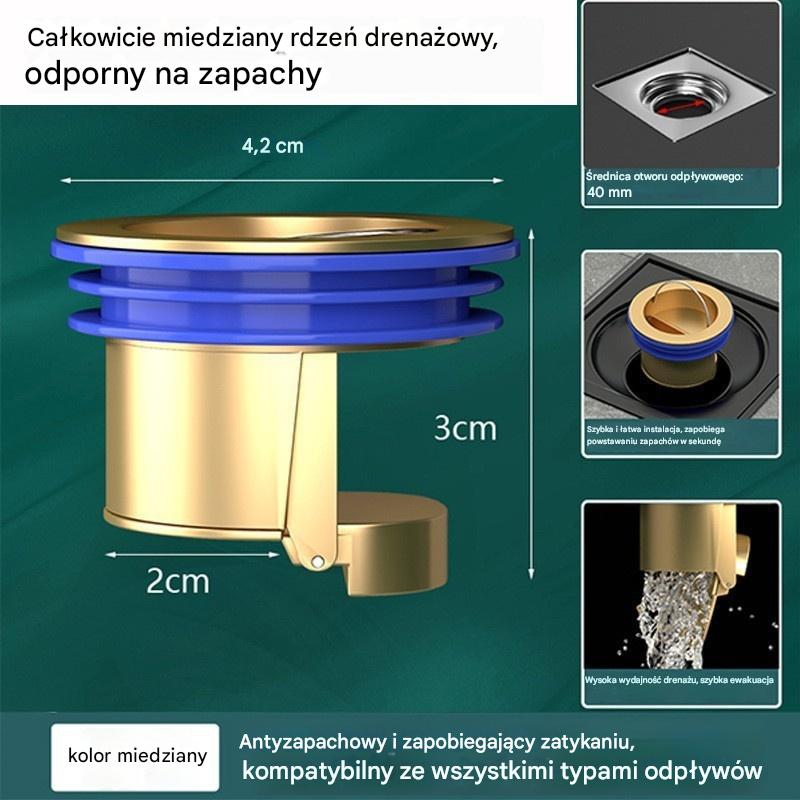 🚿🕳 Uniwersalny mosiężny odpływ podłogowy z rdzeniem antyzapachowym