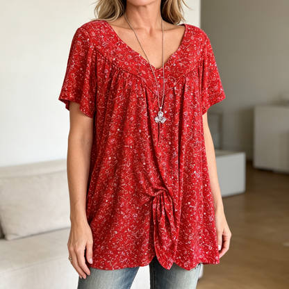 ✨Poslední den 50% sleva【40–120 kg】Elegantní dámské tričko s potiskem, výstřihem do V a přiléhavým střihem, pohodlný materiál, snadné kombinování.
