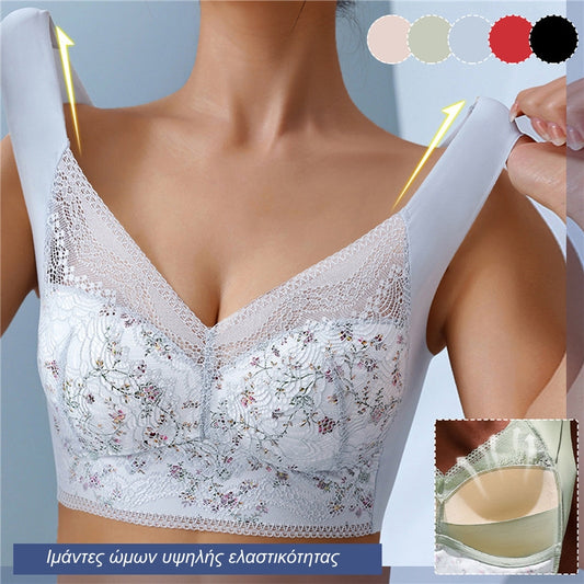 🔥 【Σετ 3 τεμαχίων】Αόρατο σουτιέν από ice silk χωρίς ραφές με δαντέλα, διαπνέον, άνετο και ρυθμιζόμενο【40kg–115kg】