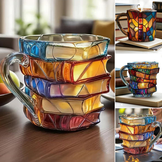 📚 2025 Nueva taza de café con diseño 3D pintado, en forma de libro ✨