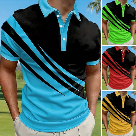 🔥Poslední den – sleva 50 %【S–6XL】Vysoce kvalitní letní pruhované pánské polo tričko s krátkým rukávem,  stylové a snadno kombinovatelné