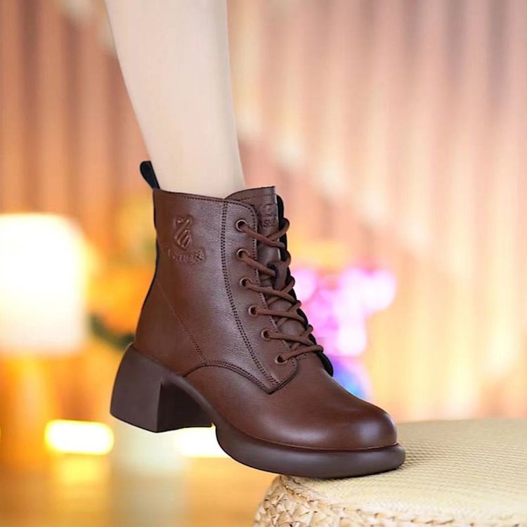 👢【36-40】✨Botines estilo martens para mujer de nueva calidad, con tacón grueso y diseño retro francés, forro afelpado y suela gruesa de estilo británico