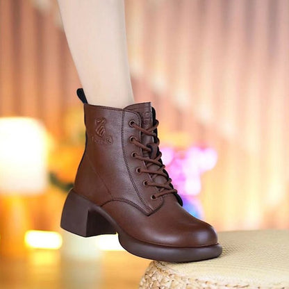 👢【36-40】✨Botines estilo martens para mujer de nueva calidad, con tacón grueso y diseño retro francés, forro afelpado y suela gruesa de estilo británico