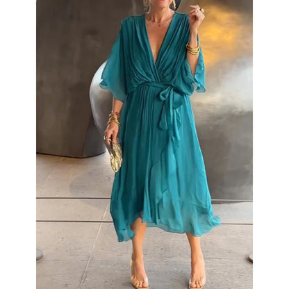 💟【S-5XL】👗Višebojna haljina od šifona s šišmiš rukavima