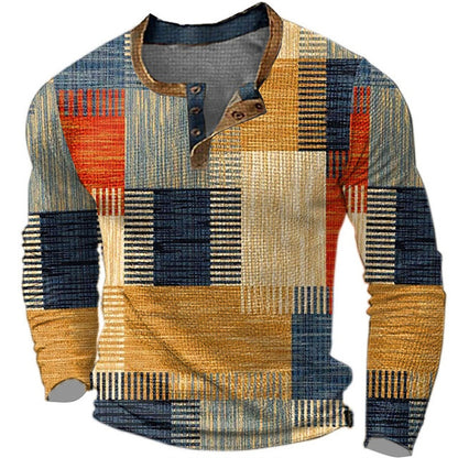 🔥【50% kedvezmény】👔【S-4XL】 Férfi hosszú ujjú mintás pólóKényelmes és könnyen kombinálható hétköznapi viselet
